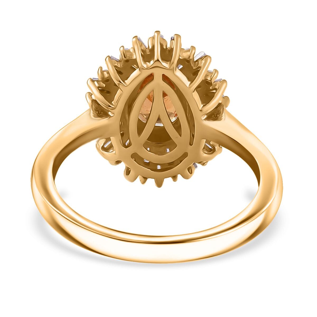 Fanta Garnet, Natural Champagne and White Diamond 1.35 ctw Ring in 18K Vermeil Yellow Gold Over Sterling Silver (Size 7.0) image number 4