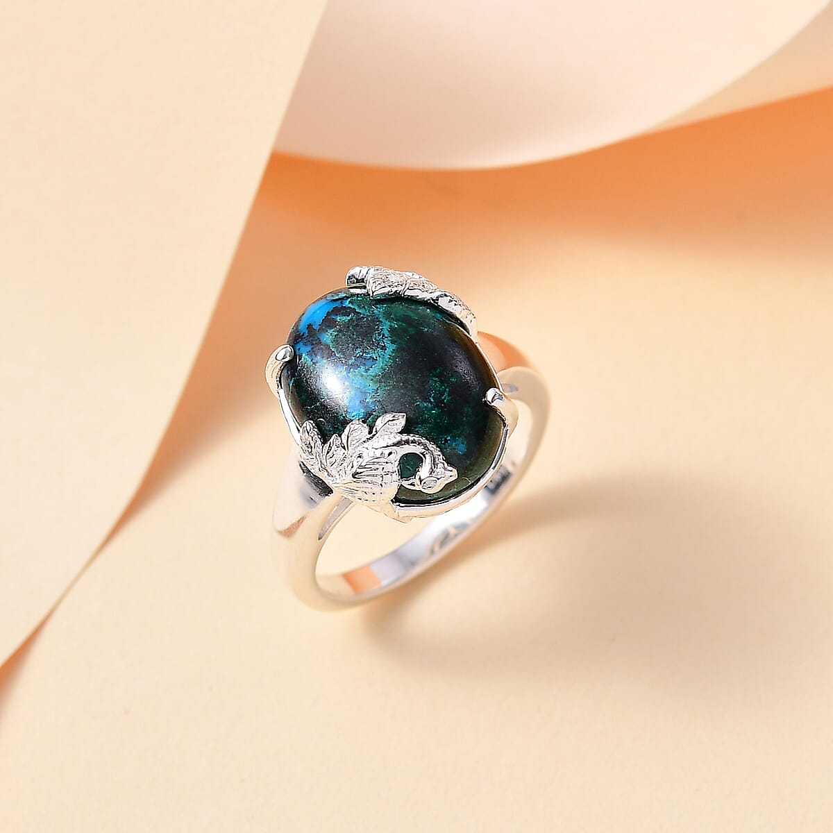 Table Mountain Shadowkite 9.00 ctw Peacock Ring in Sterling Silver (Size 6.0) image number 1