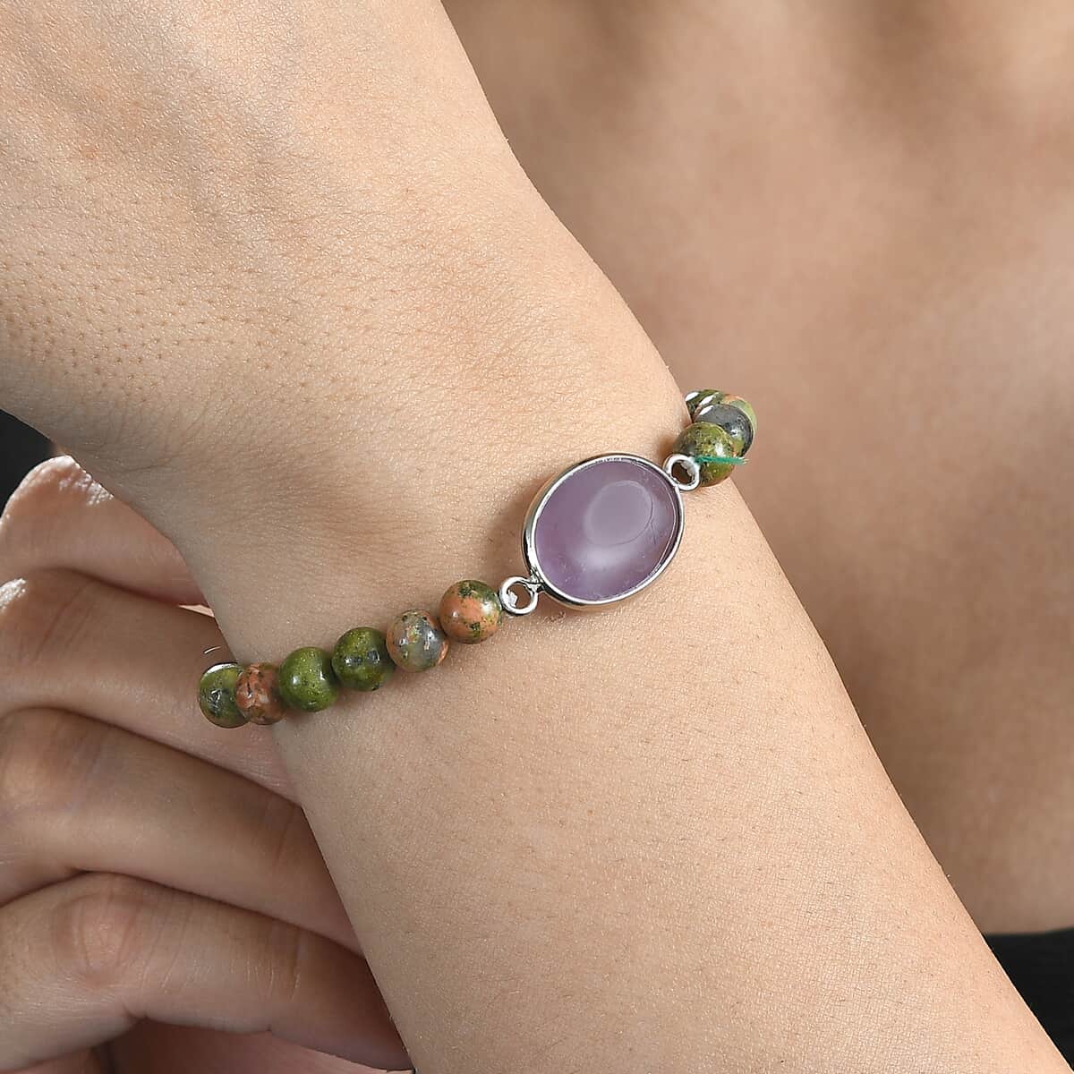 Karis African Amethyst and Multi Gemstone 8.00 ctw Bracelet in Platinum Bond (7.25 In) image number 2