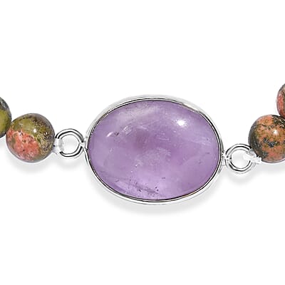 Karis African Amethyst and Multi Gemstone 8.00 ctw Bracelet in Platinum Bond (7.25 In)