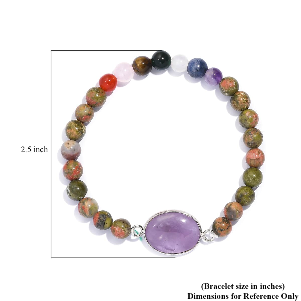 Karis African Amethyst and Multi Gemstone 8.00 ctw Bracelet in Platinum Bond (7.25 In) image number 4