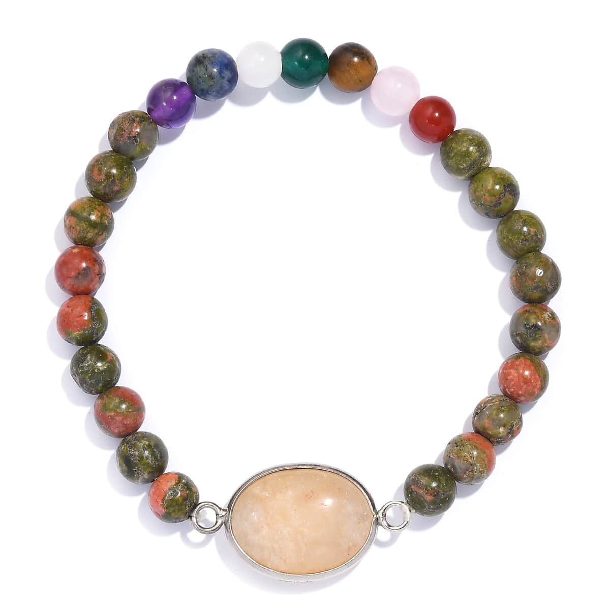 Karis Orange Aventurine and Multi Gemstone 8.00 ctw Bracelet in Platinum Bond (7.25 In) image number 0