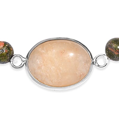 Karis Orange Aventurine and Multi Gemstone 8.00 ctw Bracelet in Platinum Bond (7.25 In)