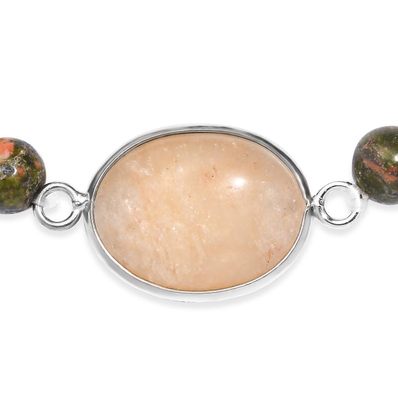 Karis Orange Aventurine and Multi Gemstone 8.00 ctw Bracelet in Platinum Bond (7.25 In)