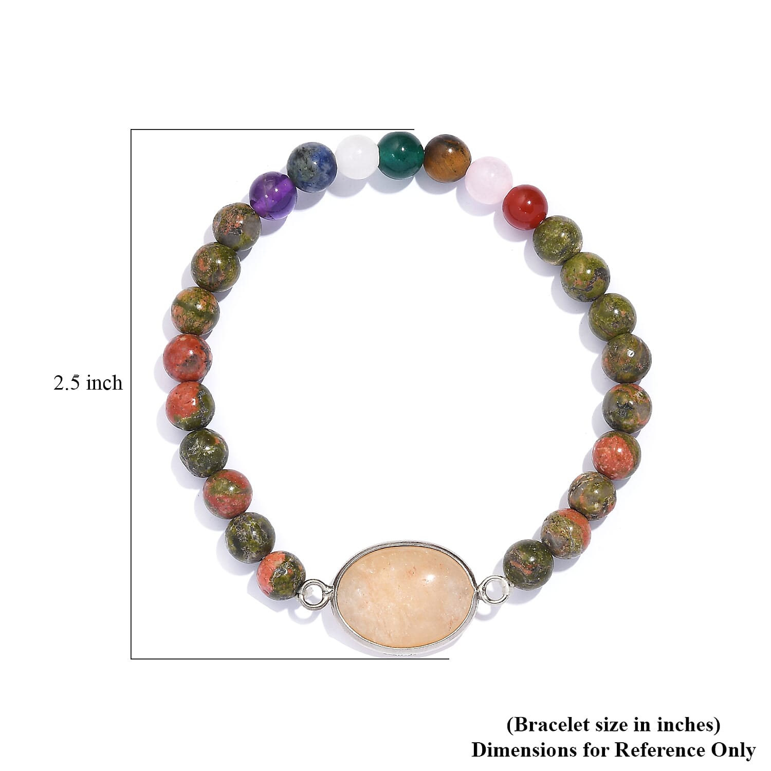 Karis Orange Aventurine and Multi Gemstone 8.00 ctw Bracelet in Platinum Bond (7.25 In)