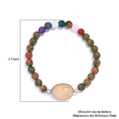Karis Orange Aventurine and Multi Gemstone 8.00 ctw Bracelet in Platinum Bond (7.25 In)