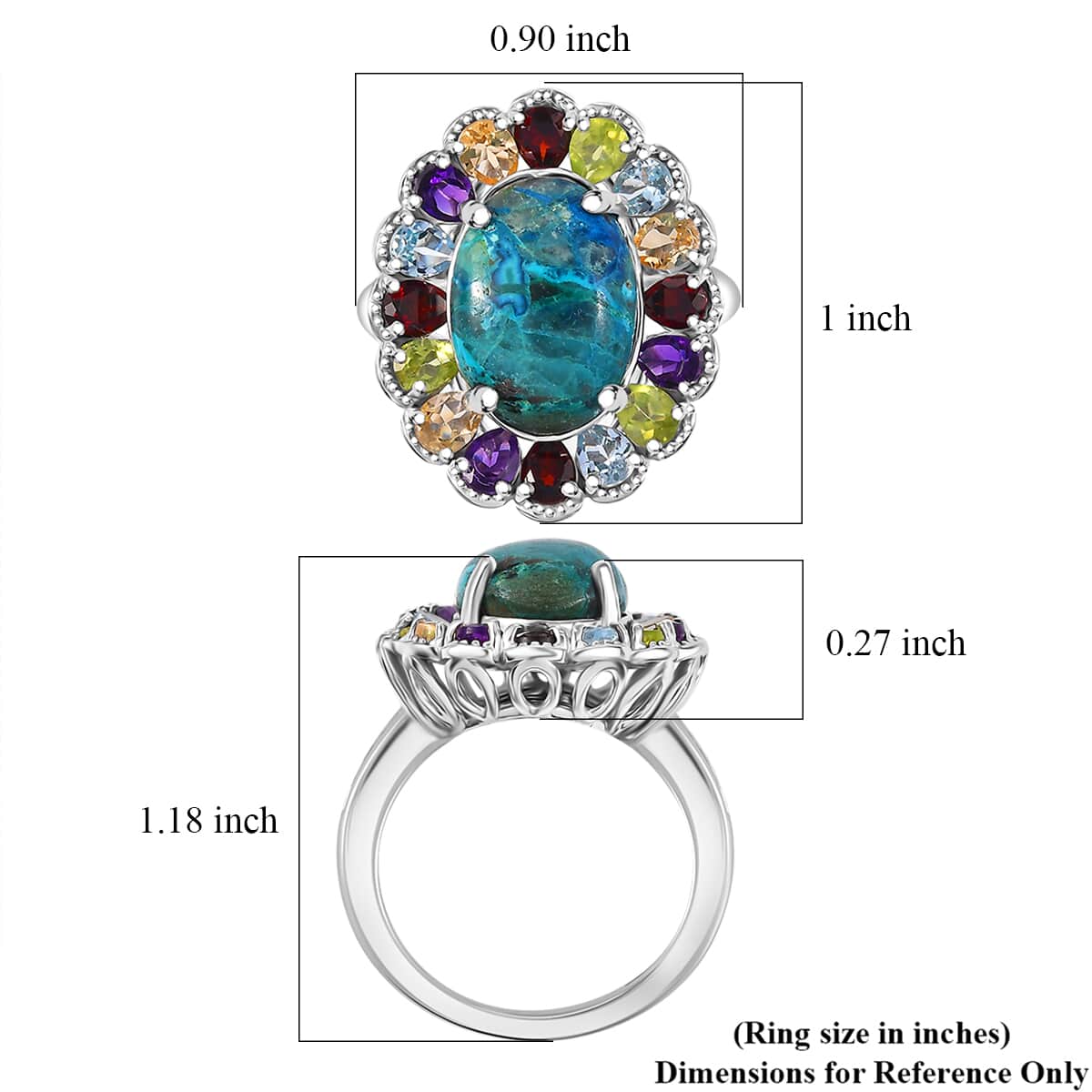 Table Mountain Shadowkite and Multi Gemstone 9.35 ctw Daisy Flower Ring in Platinum Over Sterling Silver (Size 6.0) image number 5