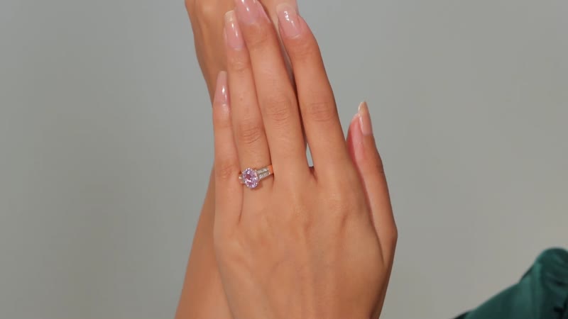Premium Martha Rocha Kunzite, Diamond (0.20 cts) Statement Ring in 18K Vermeil RG Over Sterling Silver (Size 10.0) 3.00 ctw