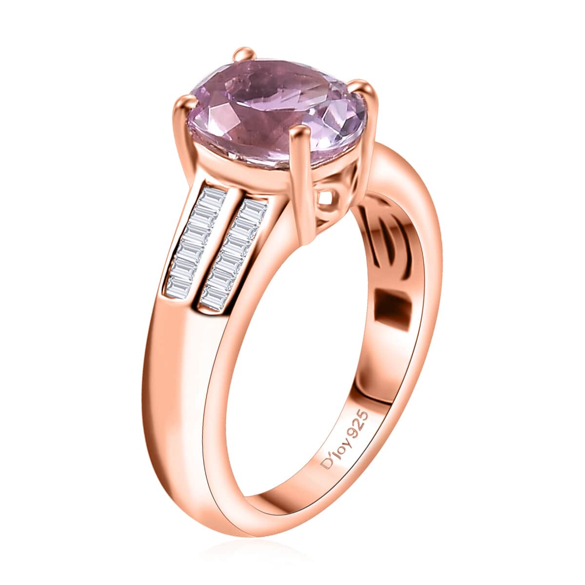 Premium Martha Rocha Kunzite and Diamond 3.00 ctw Statement Ring in 18K Vermeil Rose Gold Over Sterling Silver (Size 10.0) image number 2