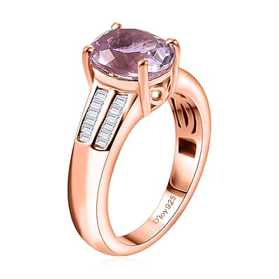 Premium Martha Rocha Kunzite and Diamond 3.00 ctw Statement Ring in 18K Vermeil Rose Gold Over Sterling Silver (Size 10.0)