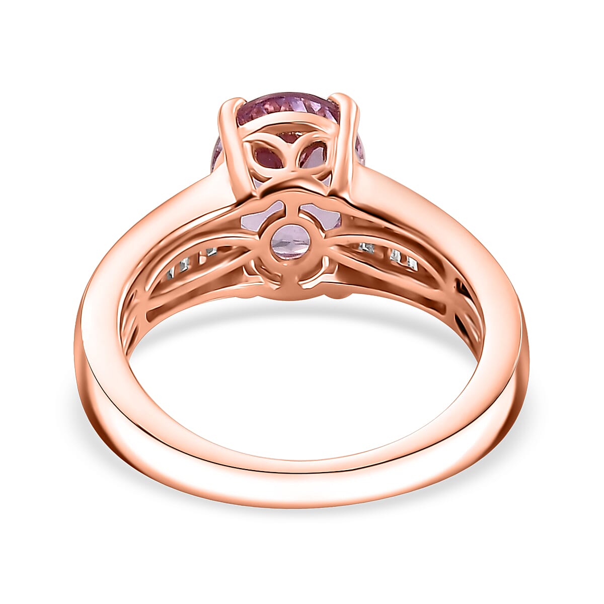 Premium Martha Rocha Kunzite and Diamond 3.00 ctw Statement Ring in 18K Vermeil Rose Gold Over Sterling Silver (Size 10.0)