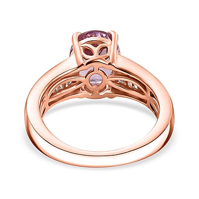 Premium Martha Rocha Kunzite and Diamond 3.00 ctw Statement Ring in 18K Vermeil Rose Gold Over Sterling Silver (Size 10.0)