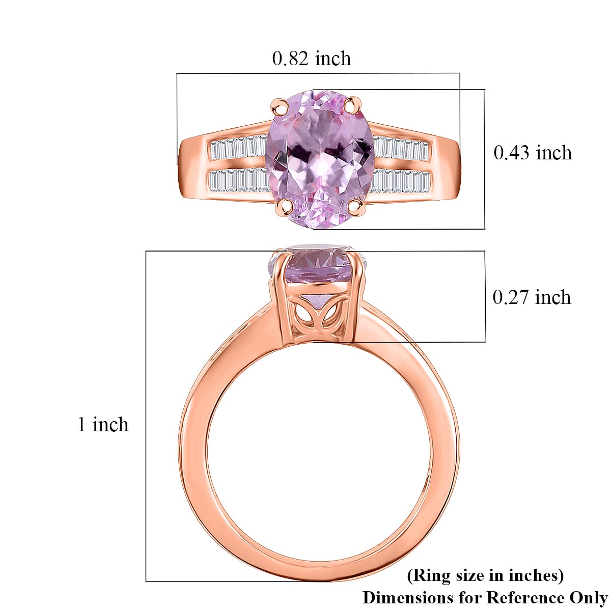 Premium Martha Rocha Kunzite and Diamond 3.00 ctw Statement Ring in 18K Vermeil Rose Gold Over Sterling Silver (Size 10.0)