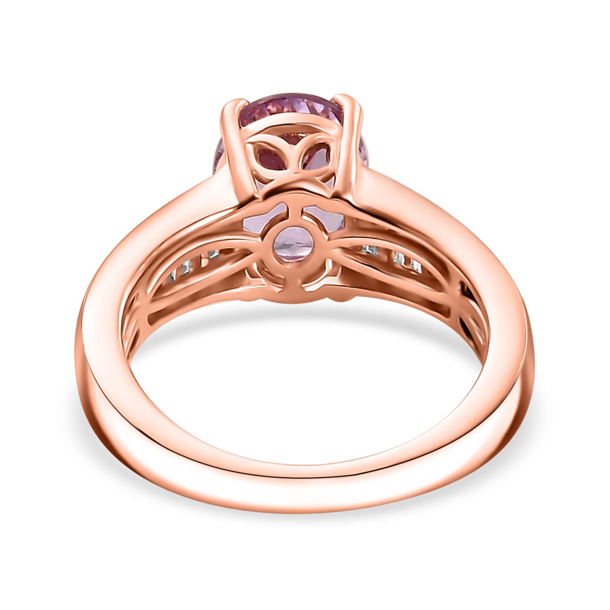 Premium Martha Rocha Kunzite and Diamond 3.00 ctw Statement Ring in 18K Vermeil Rose Gold Over Sterling Silver (Size 8.0) image number 3