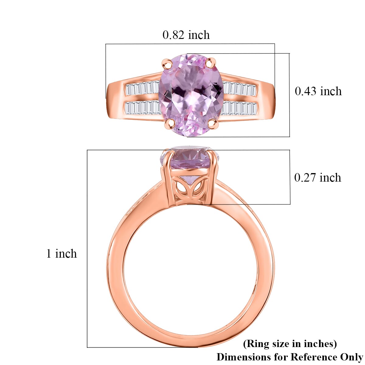 Premium Martha Rocha Kunzite and Diamond 3.00 ctw Statement Ring in 18K Vermeil Rose Gold Over Sterling Silver (Size 8.0) image number 4
