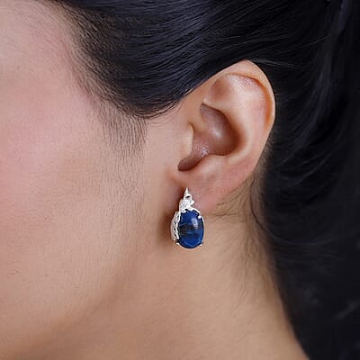 D'Joy Table Mountain Shadowkite 13.00 ctw Peacock Earrings in Sterling Silver