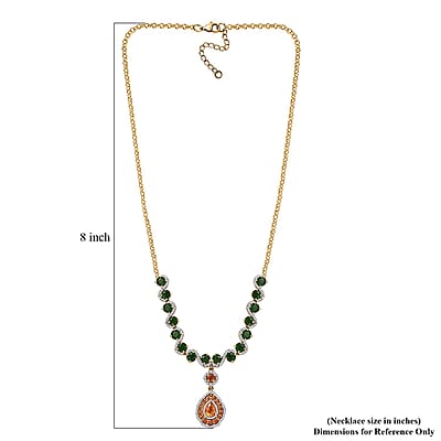 D'Joy Fanta Garnet and Multi Gemstone 10.15 ctw Flower Garland Necklace in 18K Vermeil Yellow Gold Over Sterling Silver 18-20 Inches