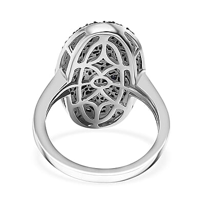 Blue Diamond 1.00 ctw Ring in Rhodium Over Sterling Silver (Size 9.0)