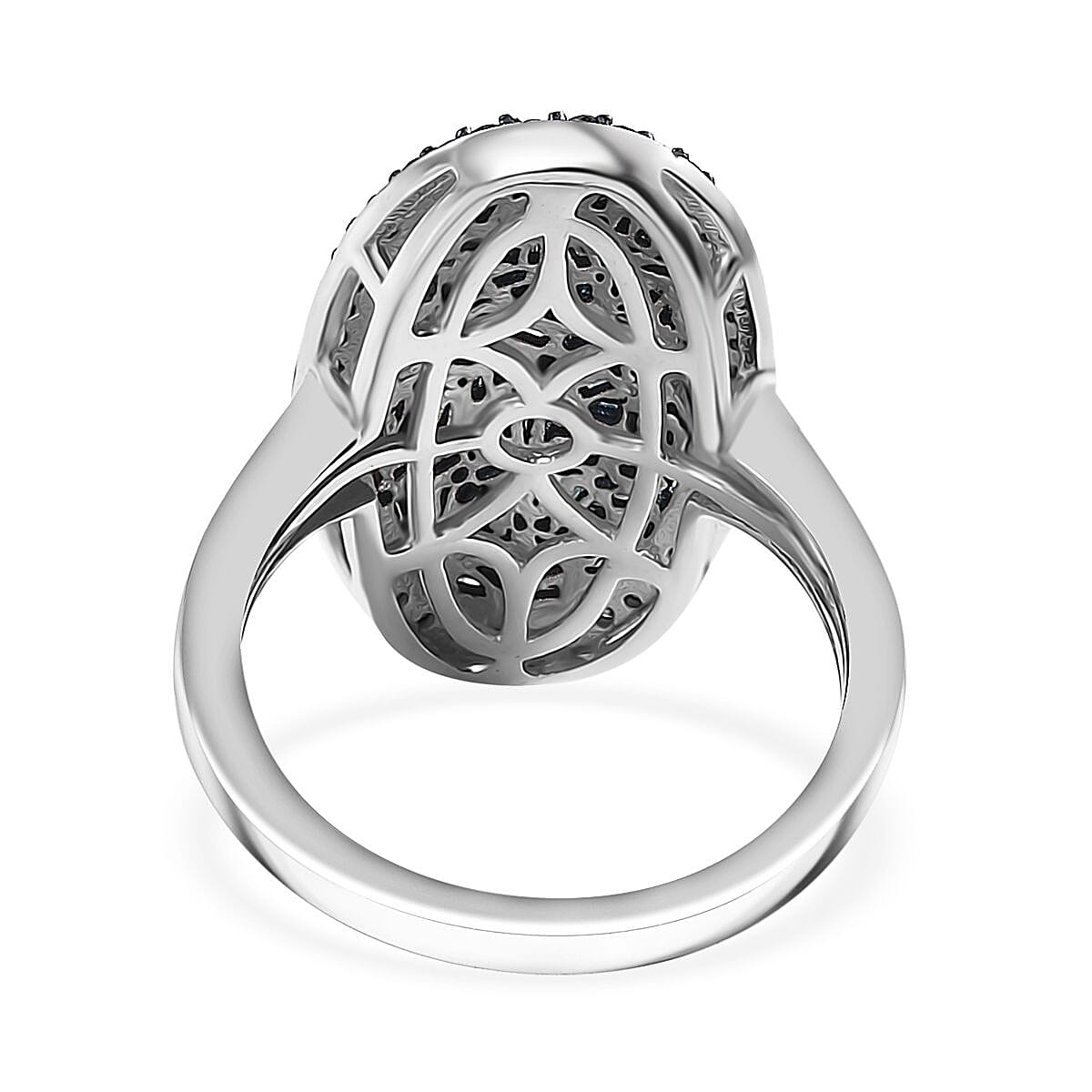 Blue Diamond 1.00 ctw Ring in Rhodium Over Sterling Silver (Size 10.0)
