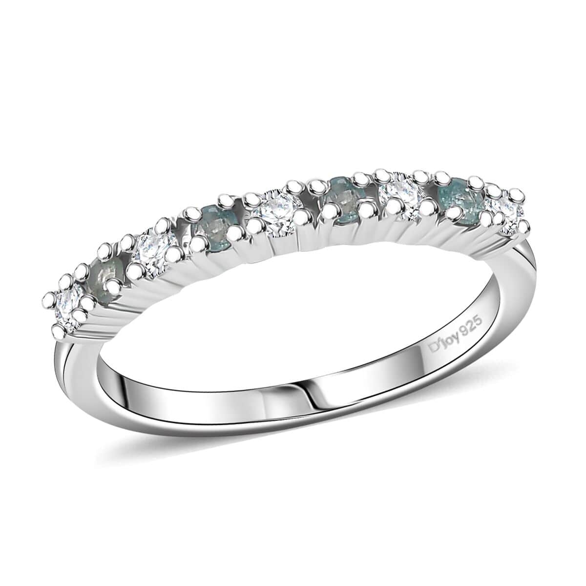 Narsipatnam Alexandrite and Moissanite 0.35 ctw Eternity Band Ring in Rhodium Over Sterling Silver (Size 10.0) image number 0