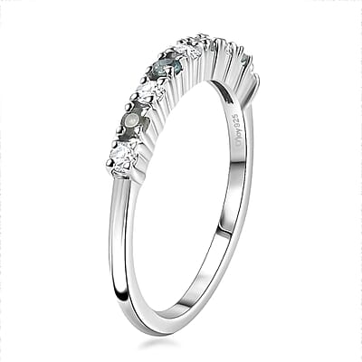 D'Joy Narsipatnam Alexandrite and Moissanite 0.35 ctw Eternity Band Ring in Rhodium Over Sterling Silver (Size 10.0)