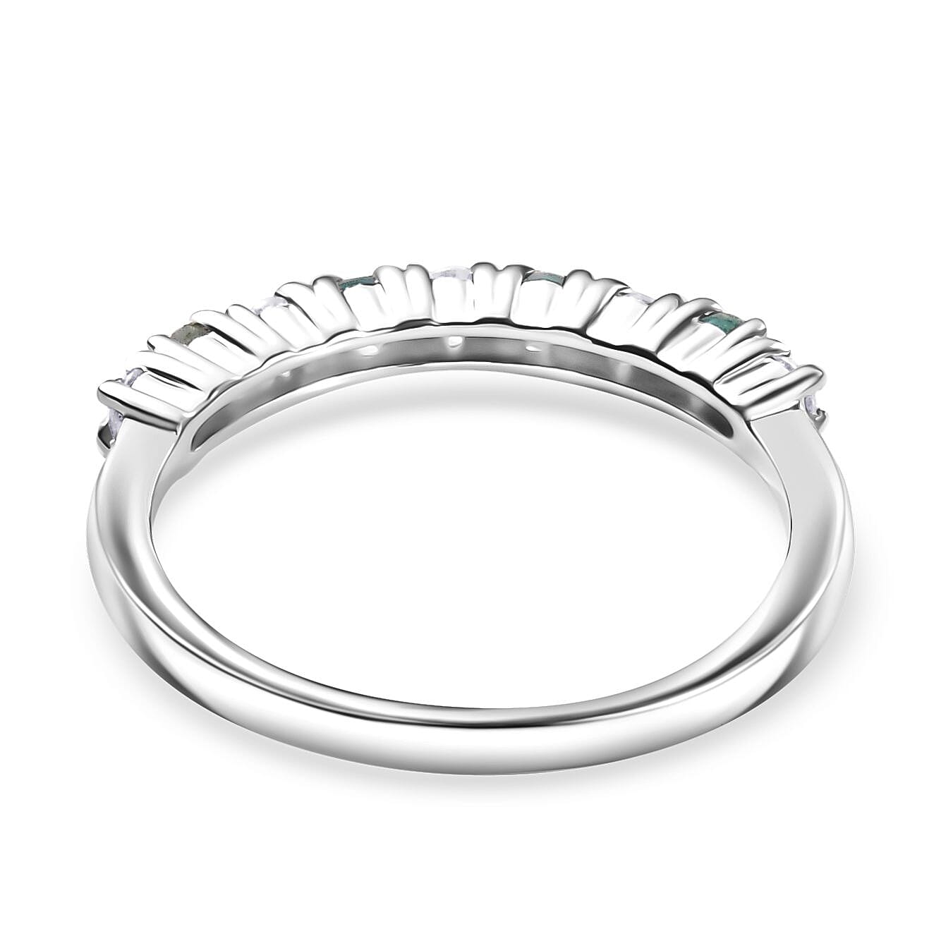 D'Joy Narsipatnam Alexandrite and Moissanite 0.35 ctw Eternity Band Ring in Rhodium Over Sterling Silver (Size 10.0)