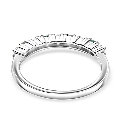 D'Joy Narsipatnam Alexandrite and Moissanite 0.35 ctw Eternity Band Ring in Rhodium Over Sterling Silver (Size 10.0)