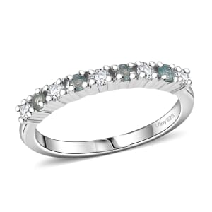 D'Joy Narsipatnam Alexandrite and Moissanite 0.35 ctw Eternity Band Ring in Rhodium Over Sterling Silver (Size 6.0)