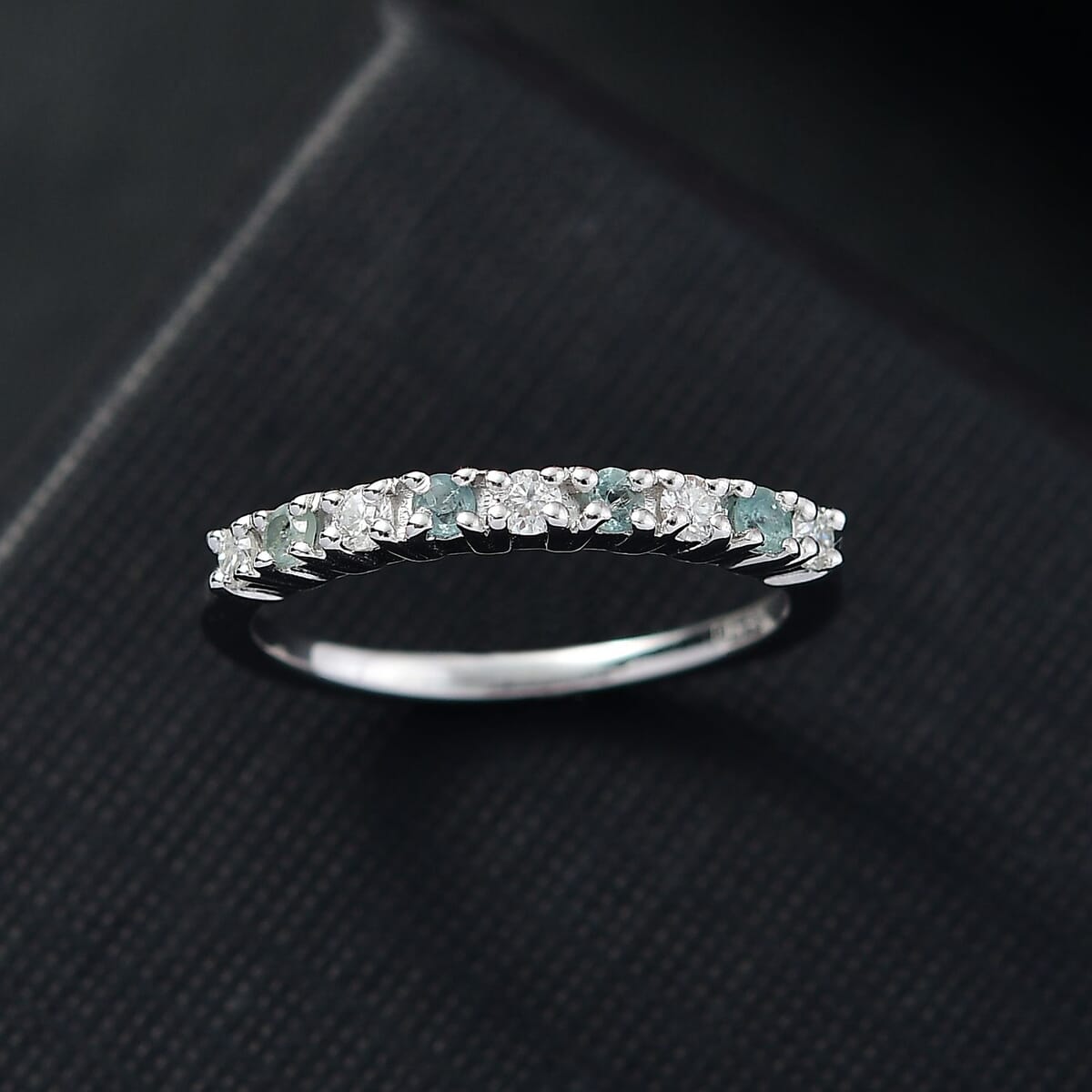 D'Joy Narsipatnam Alexandrite and Moissanite 0.35 ctw Eternity Band Ring in Rhodium Over Sterling Silver (Size 6.0) image number 1