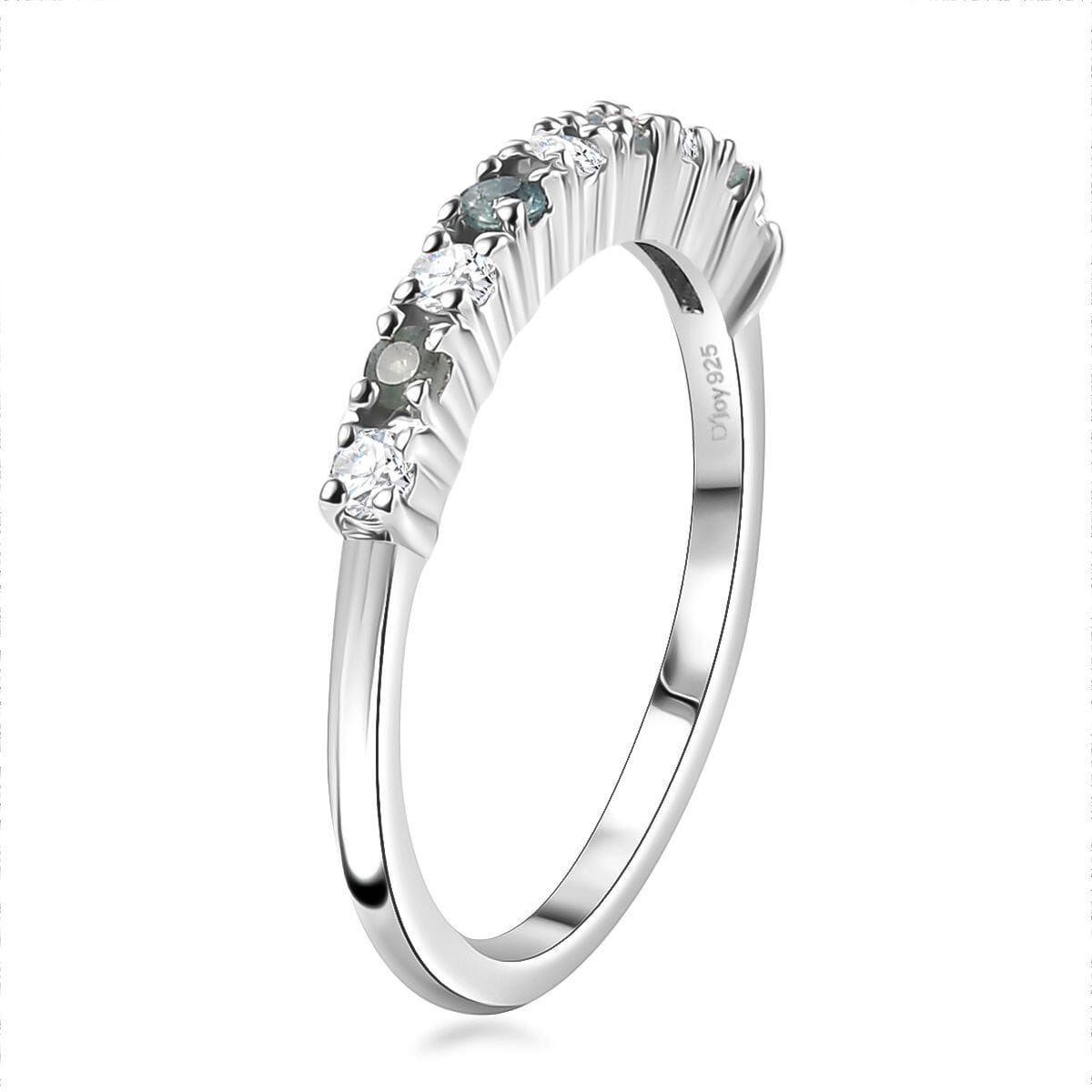 D'Joy Narsipatnam Alexandrite and Moissanite 0.35 ctw Eternity Band Ring in Rhodium Over Sterling Silver (Size 6.0) image number 3