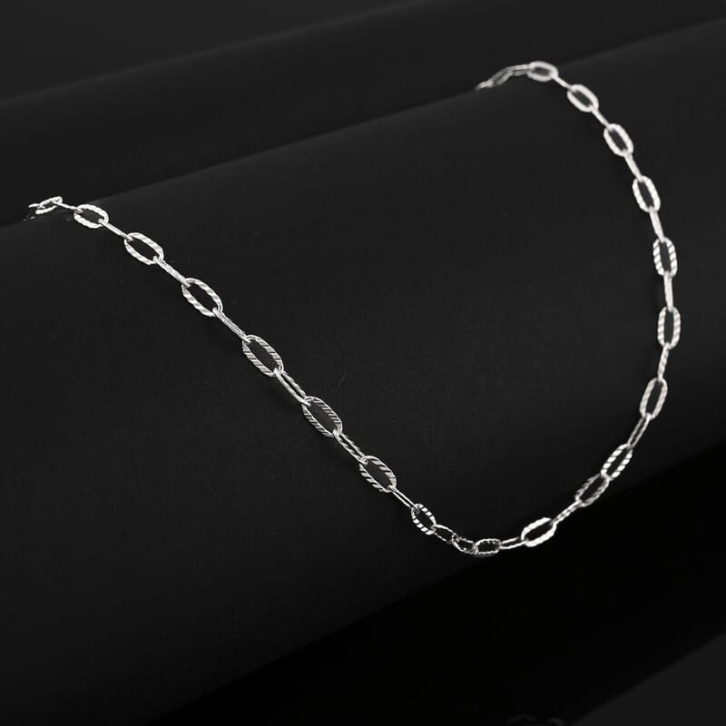 Drop Wavy Chain Necklace in Sterling Silver 3.20 Grams 20 Inches