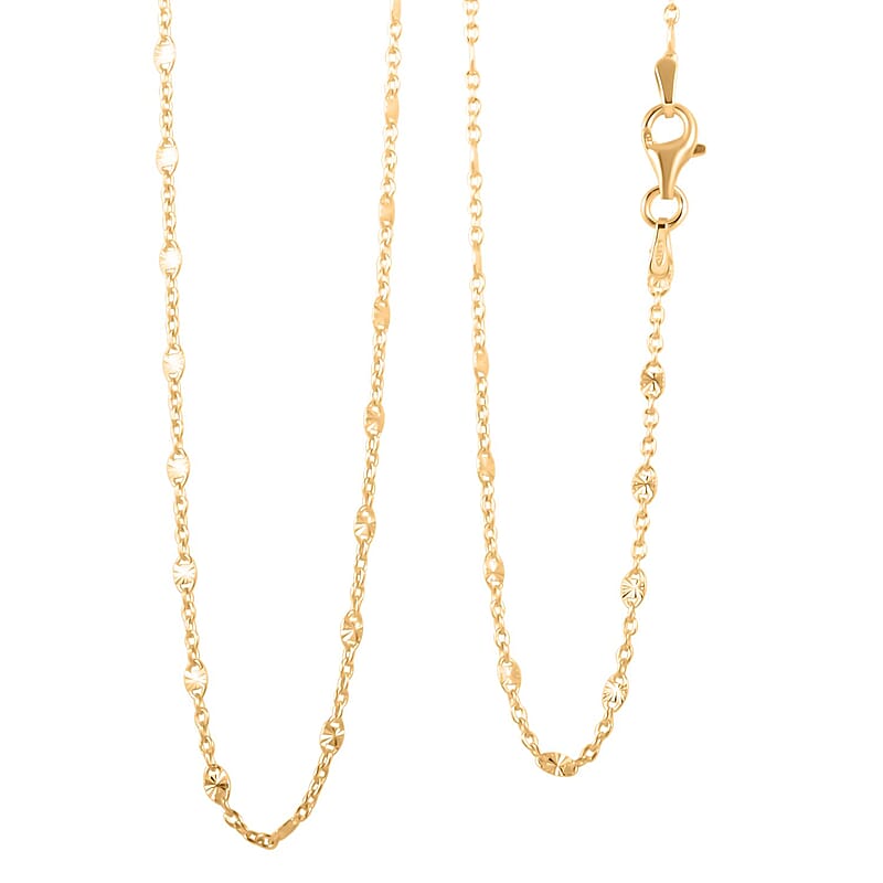 Drop Wavy Chain Necklace in 14K Yellow Gold Over Sterling Silver 3.20 Grams 20 Inches