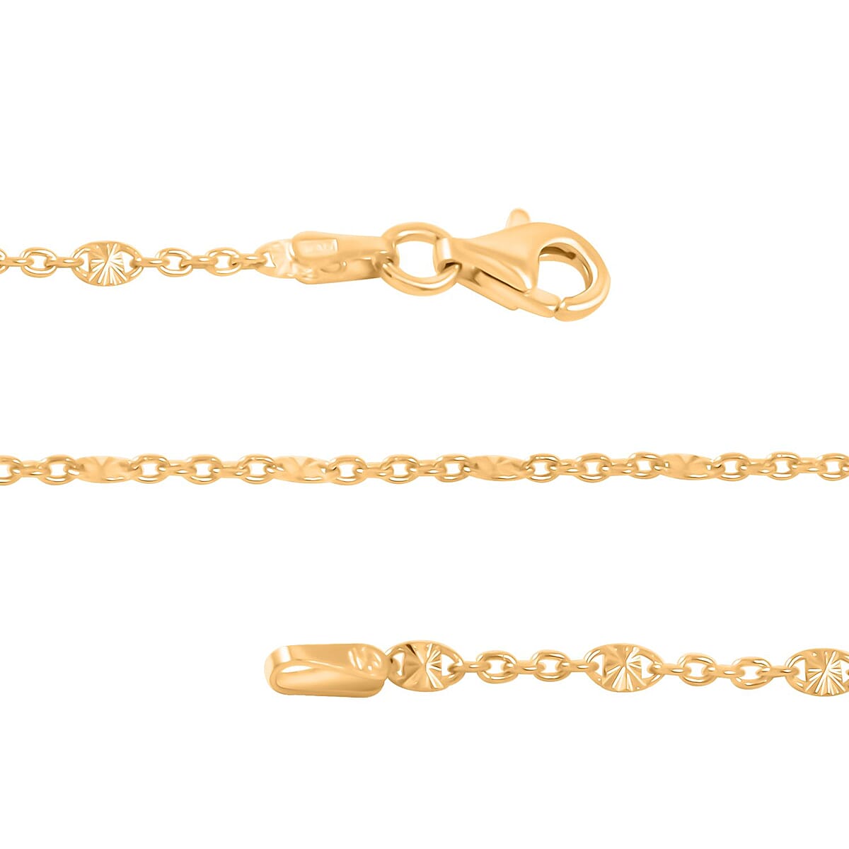 Drop Wavy Chain Necklace in 14K Yellow Gold Over Sterling Silver 3.20 Grams 20 Inches image number 2