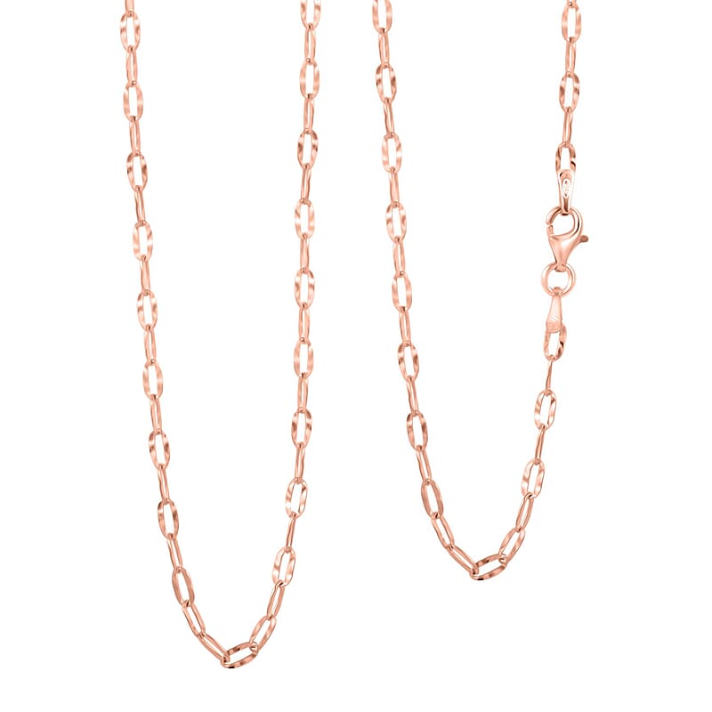Drop Wavy Chain Necklace in 14K Rose Gold Over Sterling Silver 20 Inches 3.20 Grams