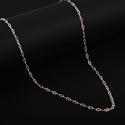 Drop Wavy Chain Necklace in 14K Rose Gold Over Sterling Silver 20 Inches 3.20 Grams