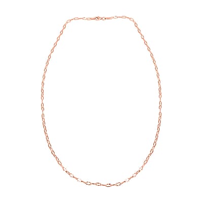 Drop Wavy Chain Necklace in 14K Rose Gold Over Sterling Silver 20 Inches 3.20 Grams
