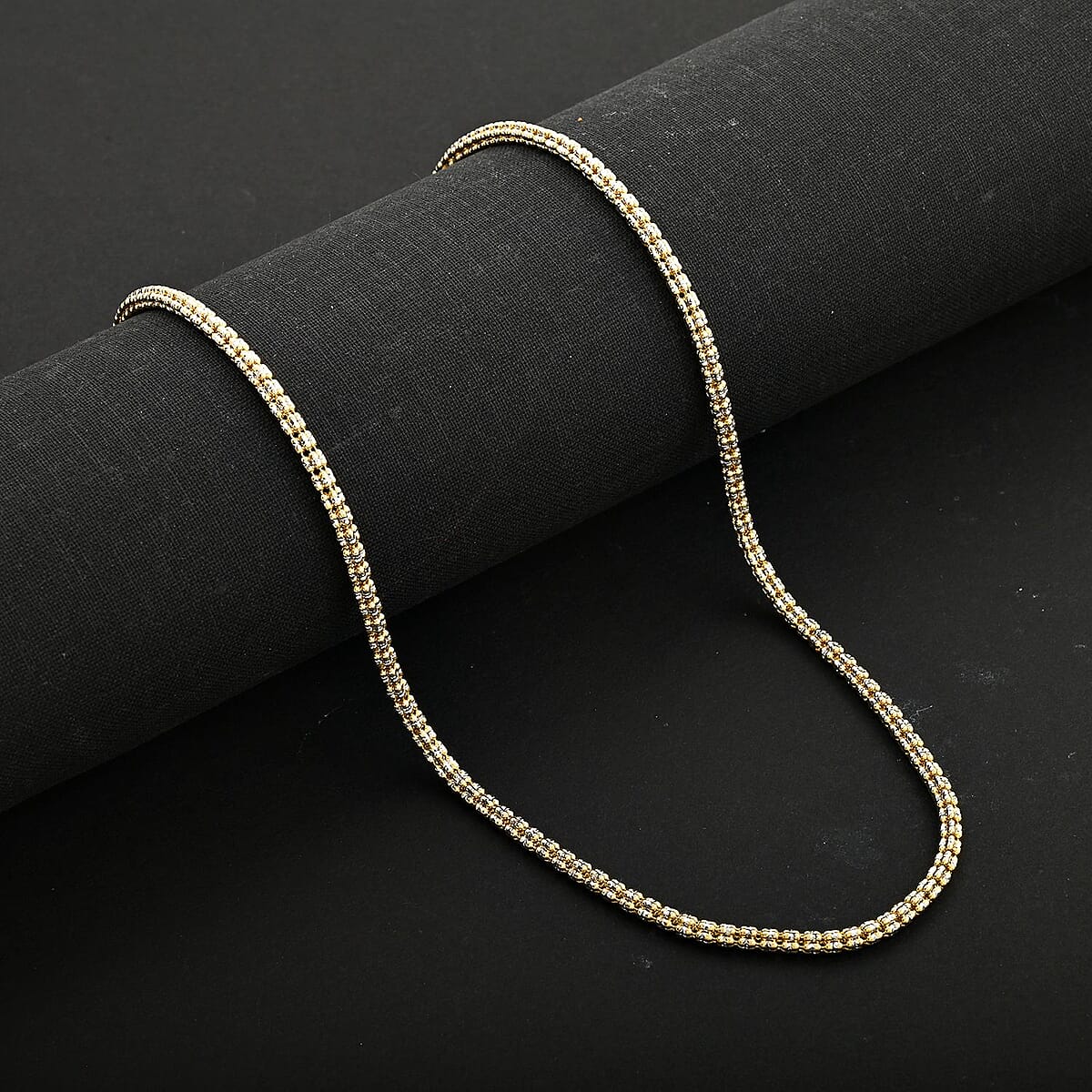 3.15mm Diamond-cut Ice Chain Necklace in 14K White and Yellow Gold 18 Inches 13.10 Grams image number 1