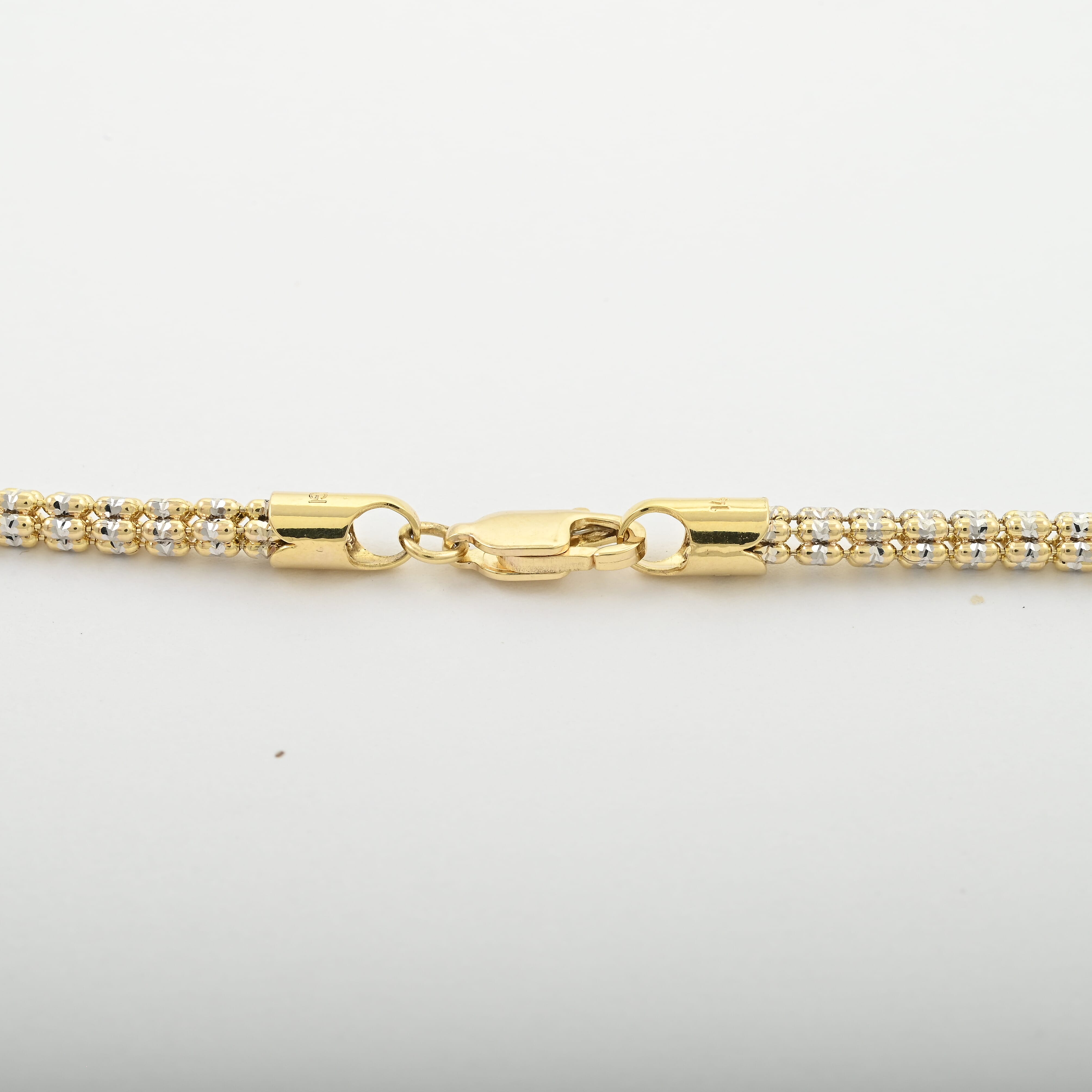 3.15mm Diamond-cut Ice Chain Necklace in 14K White and Yellow Gold 18 Inches 13.10 Grams