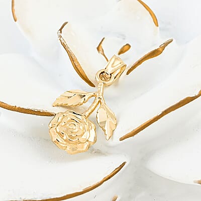 Inverted Rose Pendant in 10K Yellow Gold 0.80 Grams