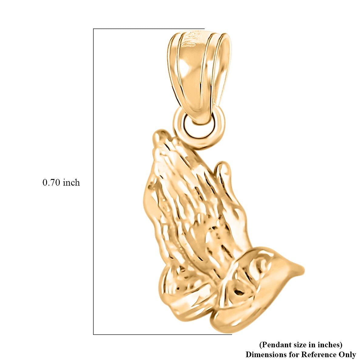 Praying Hands Pendant in 10K Yellow Gold 0.65 Grams image number 4