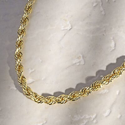 5mm Diamond-cut Rope Chain Necklace in 10K Yellow Gold 11 Grams 30 Inches