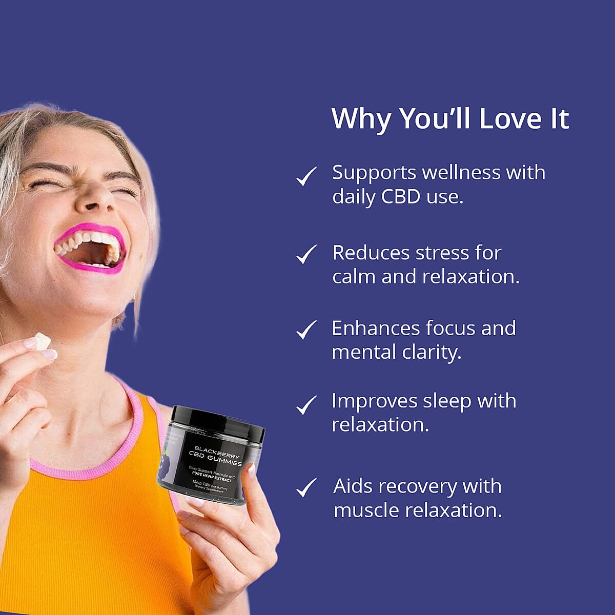 Extra Strength CBD For Life Blackberry Gummies 30 Ct - 70 mg CBD image number 3