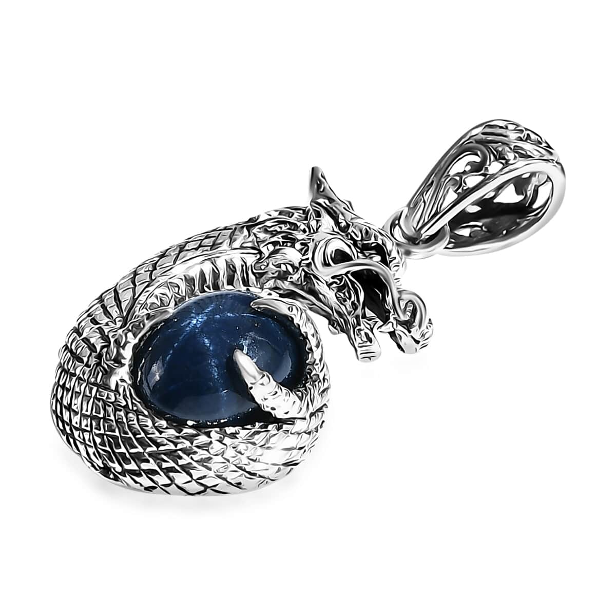 Bali Legacy Blue Star Sapphire (DF) 4.50 ctw Dragon Pendant in Sterling Silver  image number 3