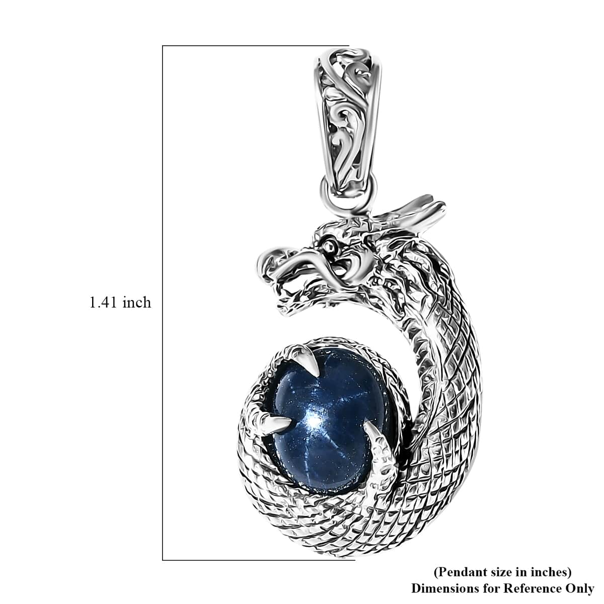 Bali Legacy Blue Star Sapphire (DF) 4.50 ctw Dragon Pendant in Sterling Silver  image number 5