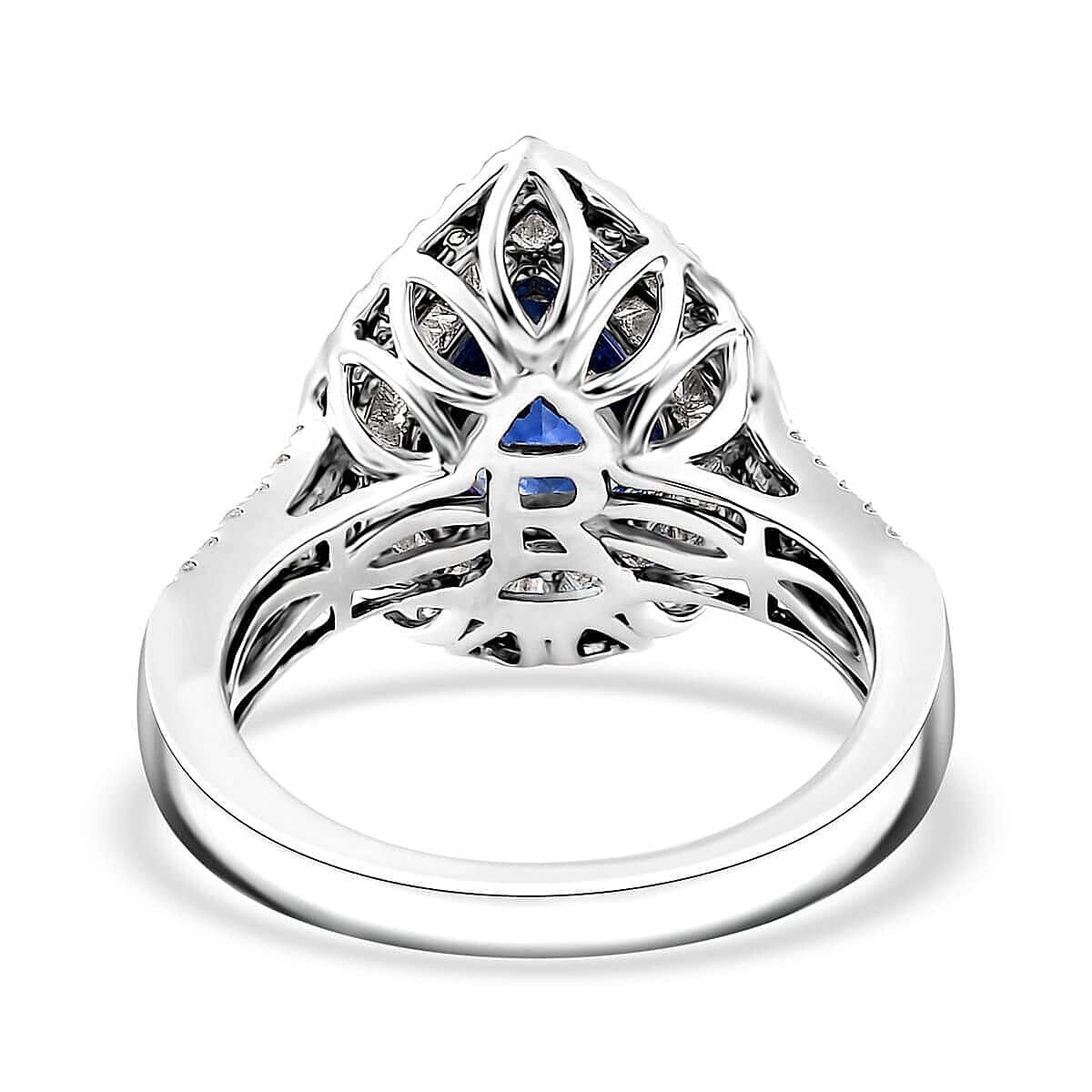 Certified & Appraised Rhapsody AAAA Ceylon Blue Sapphire and E-F VS2 Diamond 3.20 ctw Ring in 950 Platinum (Size 5.5) 8.50 Grams image number 4