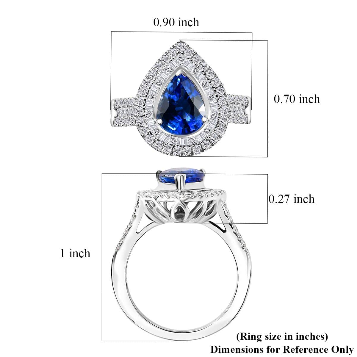 Certified & Appraised Rhapsody AAAA Ceylon Blue Sapphire and E-F VS2 Diamond 3.20 ctw Ring in 950 Platinum (Size 6.0) 8.50 Grams image number 5