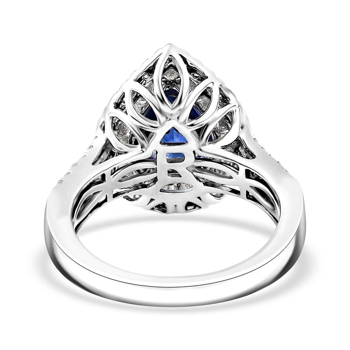 Certified & Appraised Rhapsody AAAA Ceylon Blue Sapphire and E-F VS2 Diamond 3.20 ctw Ring in 950 Platinum (Size 7.5) 8.50 Grams image number 4