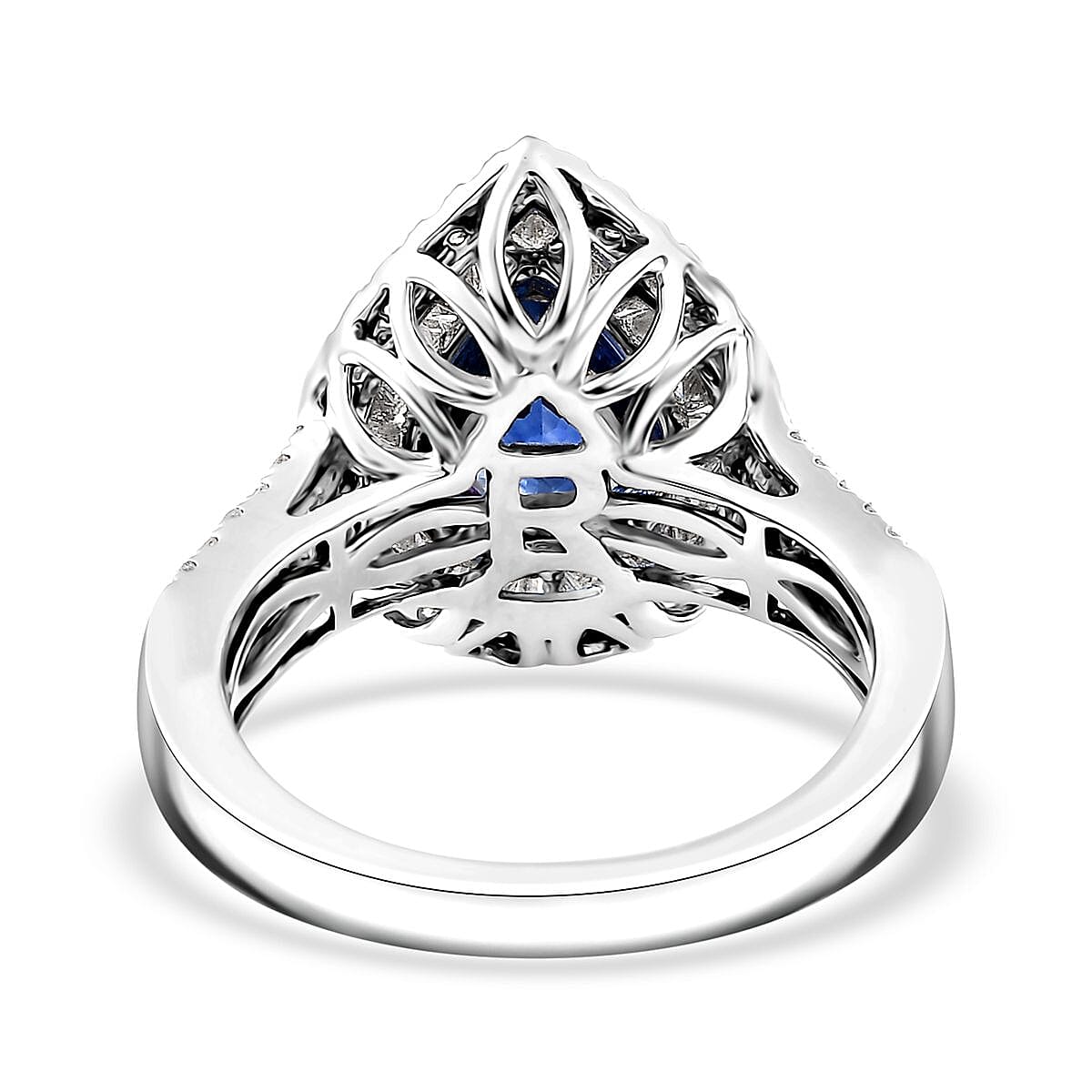 Certified & Appraised Rhapsody AAAA Ceylon Blue Sapphire and E-F VS2 Diamond 3.20 ctw Ring in 950 Platinum (Size 8.0) 8.50 Grams image number 4