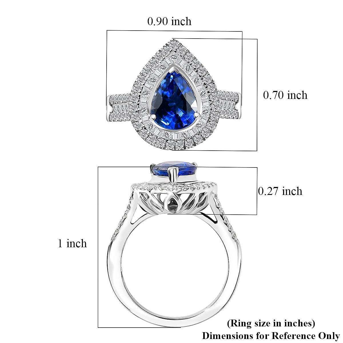 Certified & Appraised Rhapsody AAAA Ceylon Blue Sapphire and E-F VS2 Diamond 3.20 ctw Ring in 950 Platinum (Size 8.0) 8.50 Grams image number 5