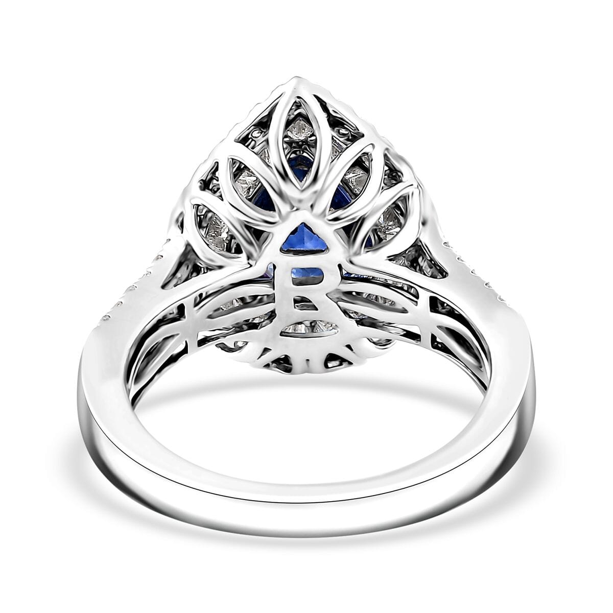 Certified & Appraised Rhapsody AAAA Ceylon Blue Sapphire and E-F VS2 Diamond 3.20 ctw Ring in 950 Platinum (Size 9.0) 8.50 Grams image number 4